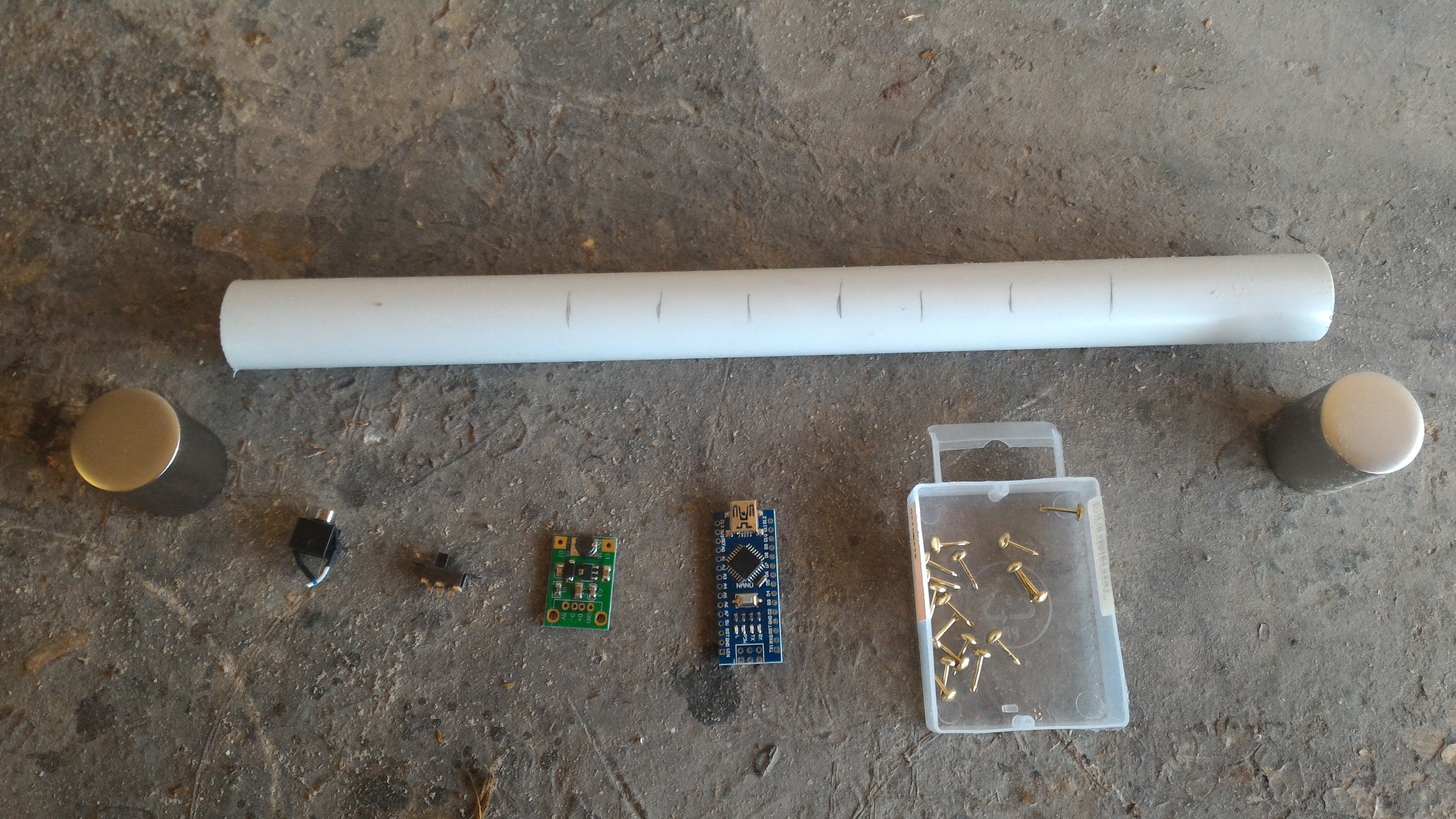 Parts laid out before drilling and assembly